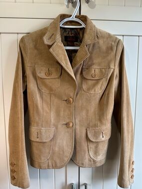Danier Tan Suede Button-Front Leather Jacket